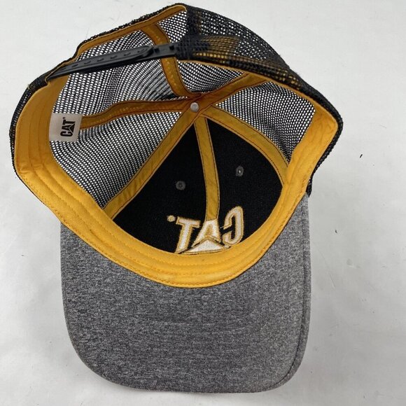 CAT SnapBack Trucker Hat Adjustable Mesh Back Gray Black Embroidered 6 Panel - Picture 6 of 8
